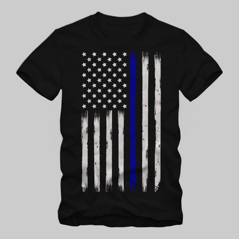 Thin blue line american flag t shirt