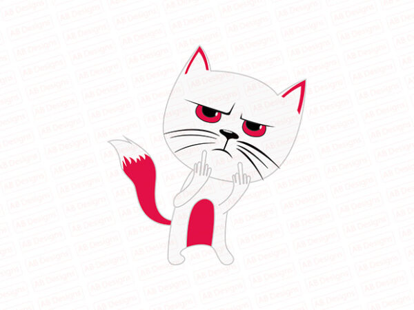 Angry cat finger up t-shirt design