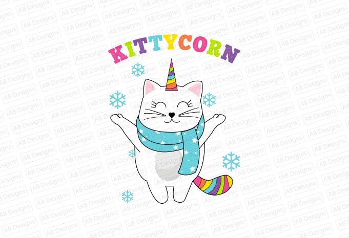 Cat, Winter Kittycorn, Kitty Cat T-Shirt Design