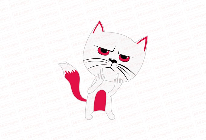 Angry Cat Finger Up T-Shirt Design