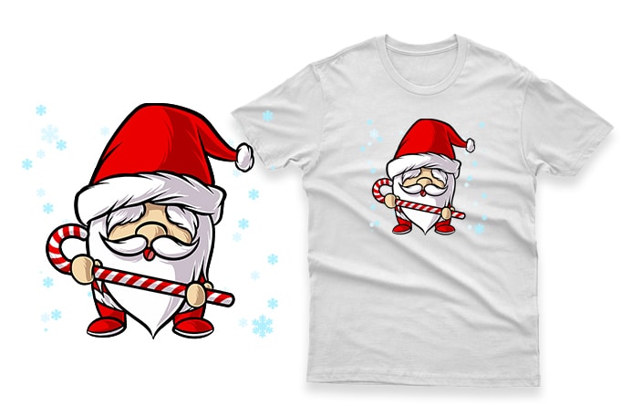 santa claus with candy 100% vector AI, Eps, Svg, Png Transparent background