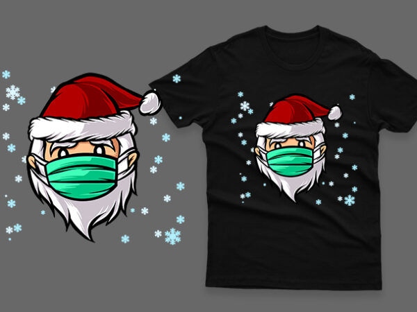 Santa claus wearing mask hand drawn 100% vector ai, eps, svg, png transparent background