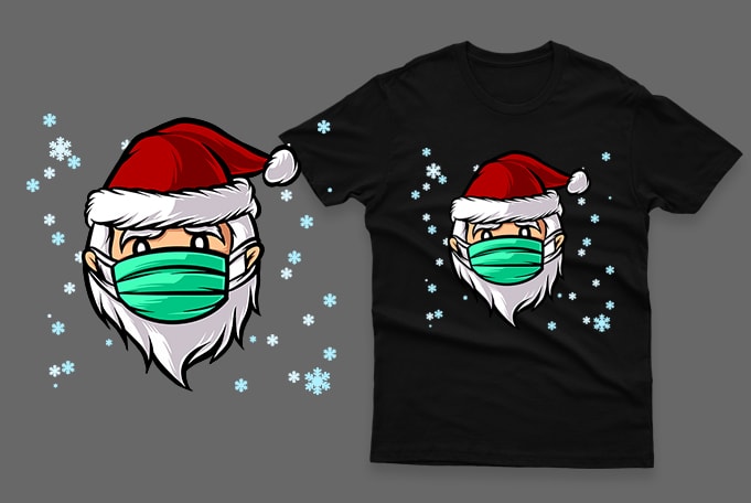 santa claus wearing mask hand drawn 100% vector ai, eps, svg, png transparent background