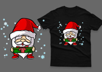 santa claus with gift hand drawn 100% vector ai, eps, svg, png transparent background