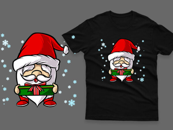 Santa claus with gift hand drawn 100% vector ai, eps, svg, png transparent background