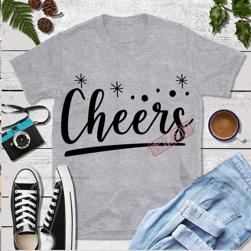 Christmas Cheers, Cheers Svg, Cheers vector, Cheers logo, Cheers typography t shirt design template
