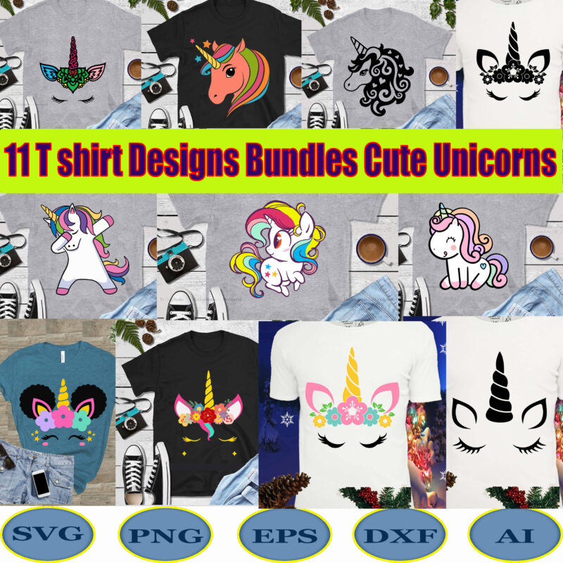 11 T-shirt designs bundles cute Unicorn vector, Bundles Unicorn vector, Cute Unicorn Svg, 11 t-shirt designs for Unicorn Svg, Unicorn Svg, Unicorn vector, Unicorn logo, Unicorn bundles vector, Unicorn head