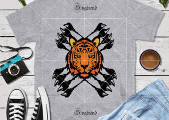 Tiger’s face and the deadly weapon are claws, Tiger Svg, Tiger vector, Tiger logo, Tiger png, Tiger face Svg, Tiger face vector, Tigers are wild beasts that need to be