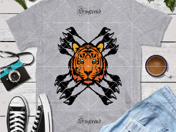 Tiger’s face and the deadly weapon are claws, tiger svg, tiger vector, tiger logo, tiger png, tiger face svg, tiger face vector, tigers are wild beasts that need to be