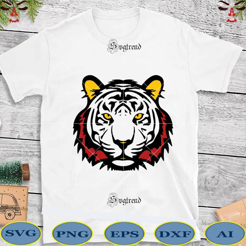 Tiger face white Svg, Tiger Svg, Tiger vector, Tiger logo, Tiger png, Tiger face Svg, Tiger face vector, Tigers are wild beasts that need to be protected Svg, Wild animal,