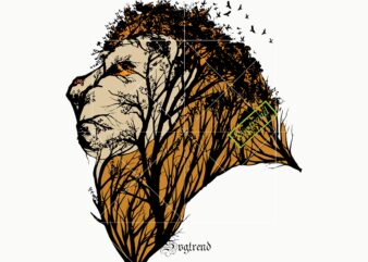 The lion king in the green forest logo, Lion svg, Lion vector, Lion logo, King Svg, King lion vector, Lion King logo, Lion king Svg, Lion king vector, Lion king
