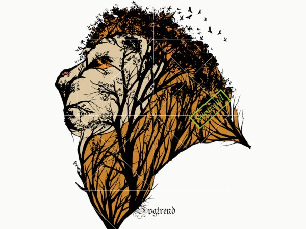 The lion king in the green forest logo, lion svg, lion vector, lion logo, king svg, king lion vector, lion king logo, lion king svg, lion king vector, lion king