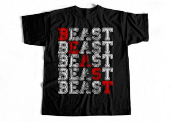 BEAST Gym design Typography T-shirt