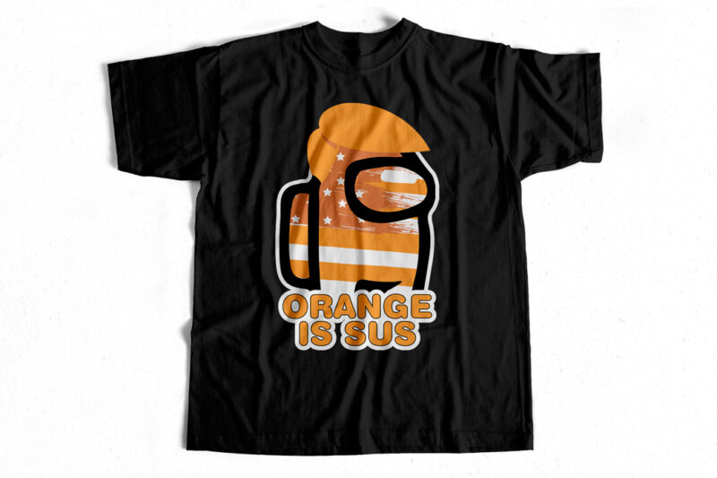 Orange is SUS – Among Us T-Shirt design for sale – TRENDING – American flag Version
