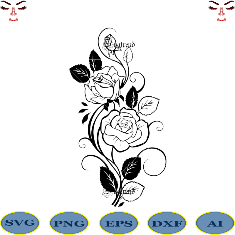 Rose SVG PNG DXF - Rose Clip Art