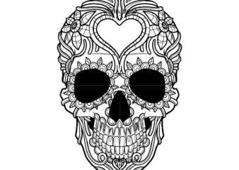 Skull with flower vector, Sugar Skull Svg, Skull Svg, Skull vector, Sugar skull art vector, Skull with flower Svg, Skull Tattoos Svg, Halloween, Day of the dead Svg, Calavera Svg,