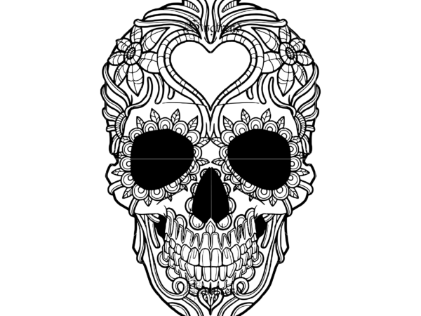 Skull with flower vector, sugar skull svg, skull svg, skull vector, sugar skull art vector, skull with flower svg, skull tattoos svg, halloween, day of the dead svg, calavera svg,