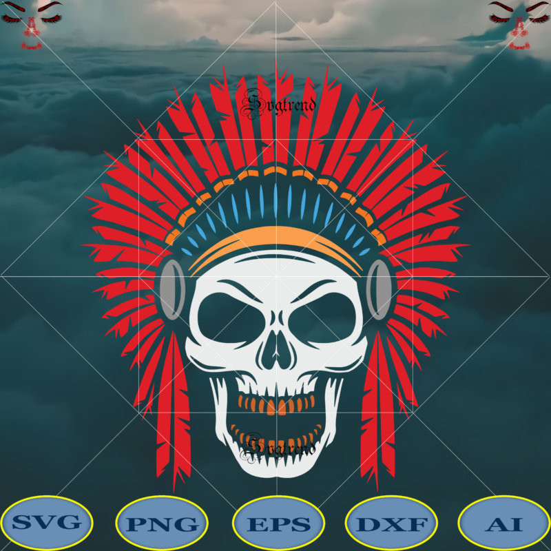 Download Indian Skull Svg Native American Warrior Svg Headdress Feather Svg Sugar Skull Svg Skull Svg Skull