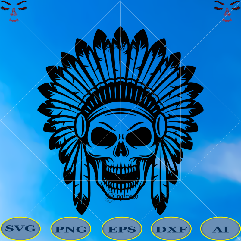 Download Indian Skull Svg Native American Warrior Svg Headdress Feather Svg Sugar Skull Svg Skull Svg Skull