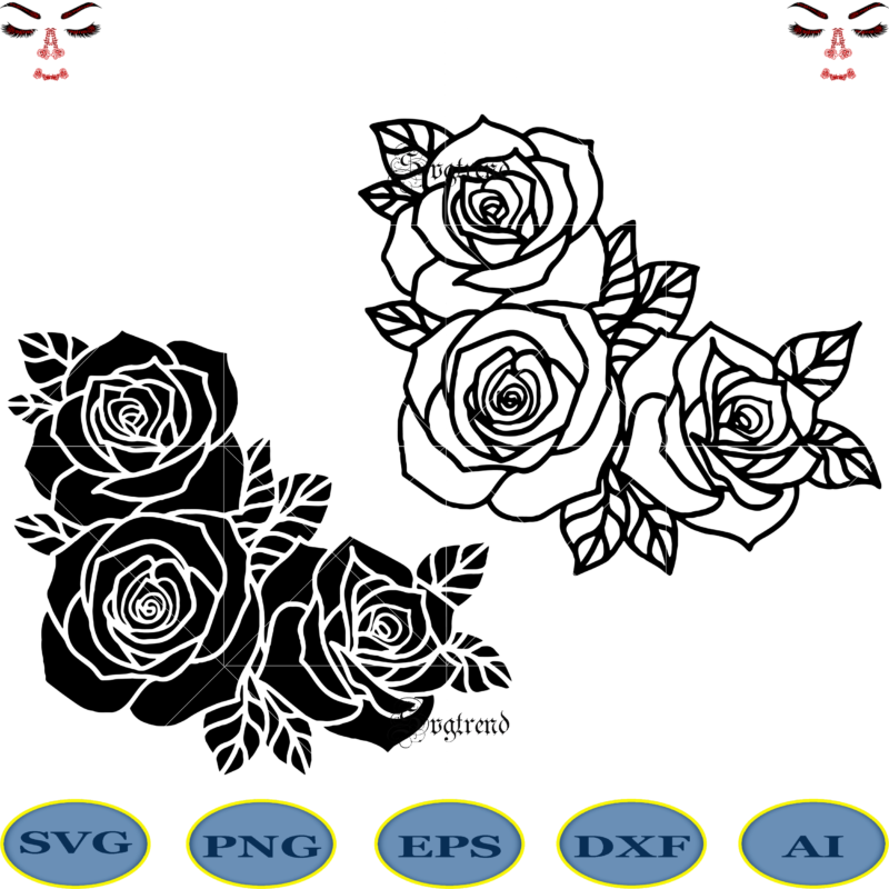 2 bundles t shirt designs roses vector, Roses vector, roses logo, Roses ...
