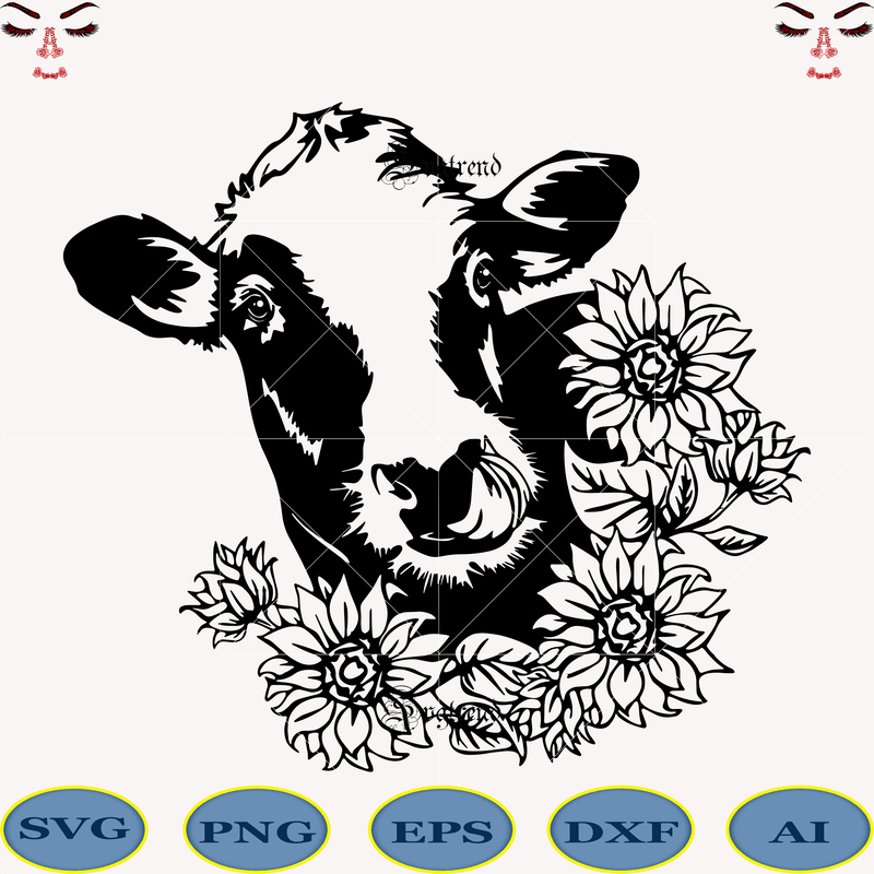Download Cows with Sunflowers Svg, Cow Face Svg, Cow Svg ...