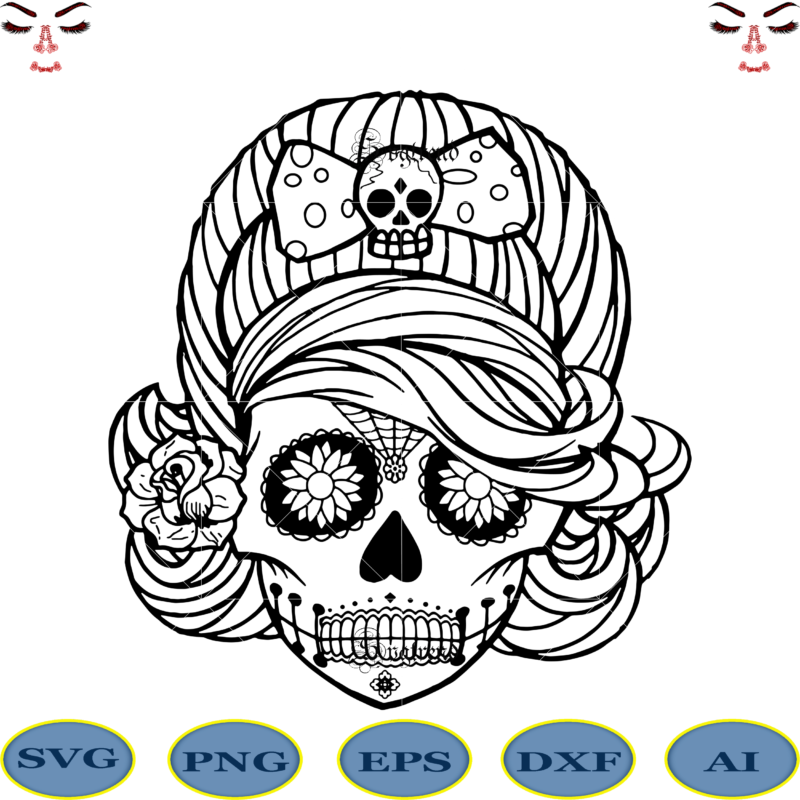 Halloween, Sugar Skull Svg, Sugar Skull vector, Sugar Skull logo, Skull logo, Skull Png, Skull Svg, Skull vector, Sugar skull art vector, Skull with flower Svg, Sugar Skull With Flower