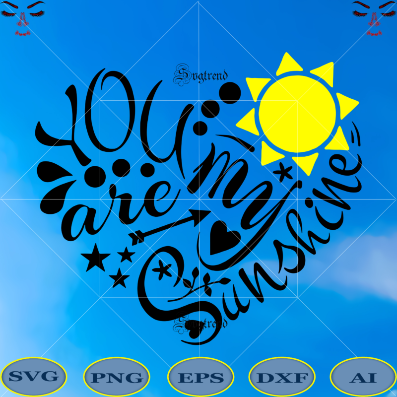 You are my sunshine Svg, You are my sunshine vector, Monograms with flowers and sun to form a heart Svg, Monograms with flowers and sun to form a heart vector,