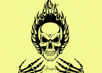 Hand skeleton & skull Svg, Human skull with flames Svg, Sugar Skull Svg, Skull Svg, Skull vector, Sugar skull art vector, Skull with flower Svg, Skull Tattoos Svg, Halloween, Day