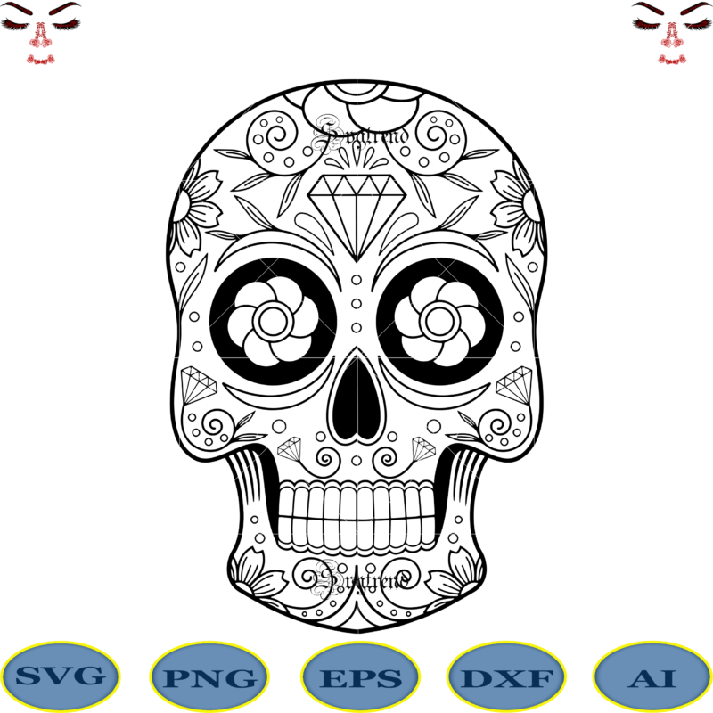 Halloween, Sugar Skull Svg, Sugar Skull vector, Sugar Skull logo, Skull logo, Skull Png, Skull Svg, Skull vector, Sugar skull art vector, Sugar Skull With Flower logo, Sugar skull with