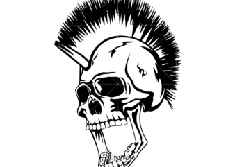 Head punk skull, Miscellaneous Characters Svg, Halloween, Sugar Skull Svg, Sugar Skull vector, Sugar Skull logo, Skull logo, Skull Png, Skull Svg, Skull vector, Sugar skull art vector, Sugar Skull