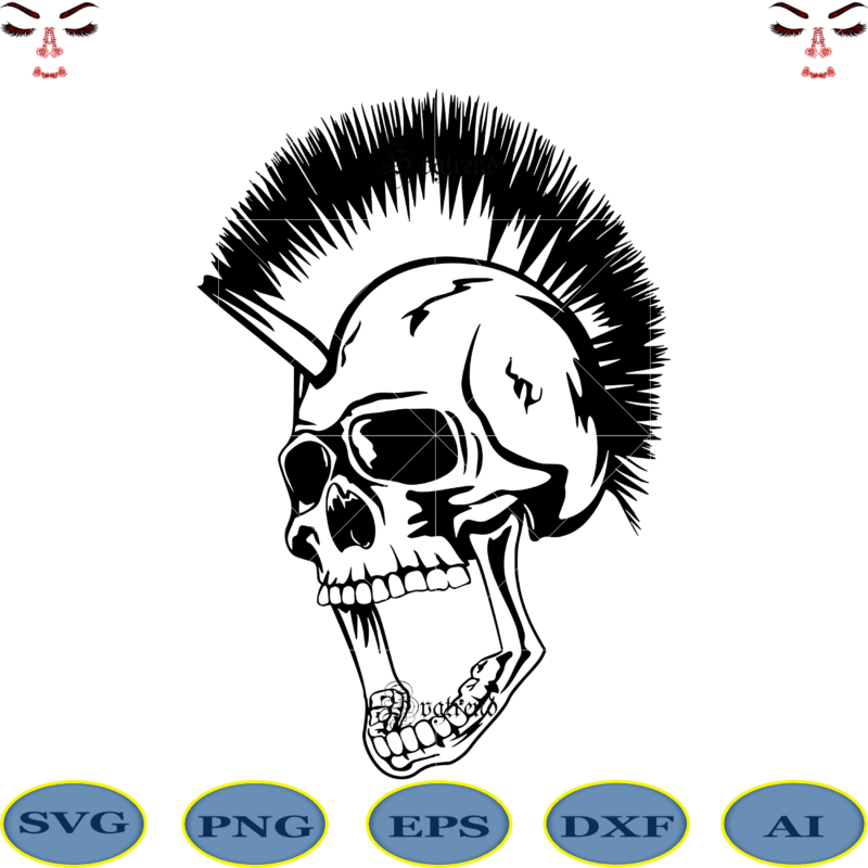 Head punk skull, Miscellaneous Characters Svg, Halloween, Sugar Skull Svg, Sugar Skull vector, Sugar Skull logo, Skull logo, Skull Png, Skull Svg, Skull vector, Sugar skull art vector, Sugar Skull