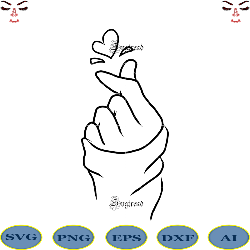 Hand heart symbol of Love Svg, Hand heart symbol of Love vector, heart vector, I love you heart sign language file, svg, ai, dxf, eps, png digital download, instant download