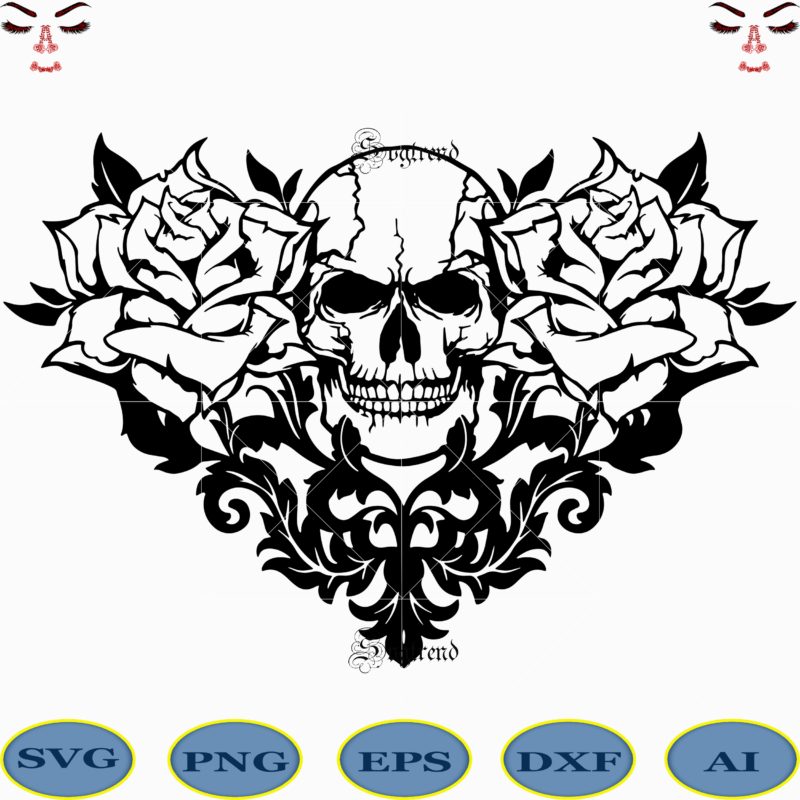 Halloween, Skull with roses vector, Sugar Skull Svg, Sugar Skull vector