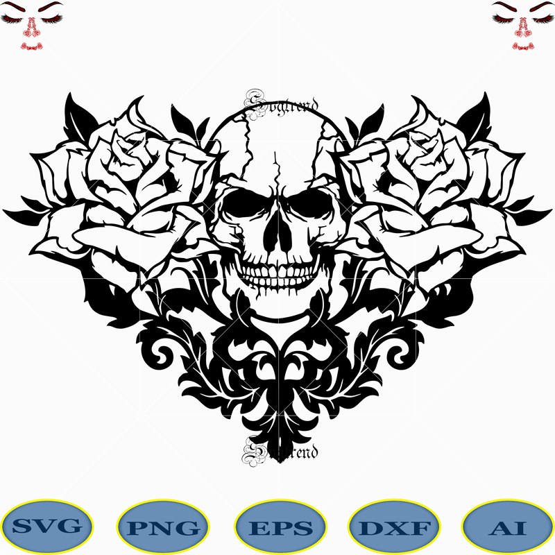 Download Halloween, Skull with roses vector, Sugar Skull Svg, Sugar Skull vector, Sugar Skull logo, Skull ...