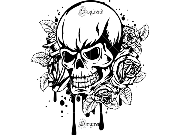 Skull with roses svg, halloween, sugar skull svg, sugar skull vector, sugar skull logo, skull logo, skull png, skull svg, skull vector, sugar skull art vector, sugar skull with flower