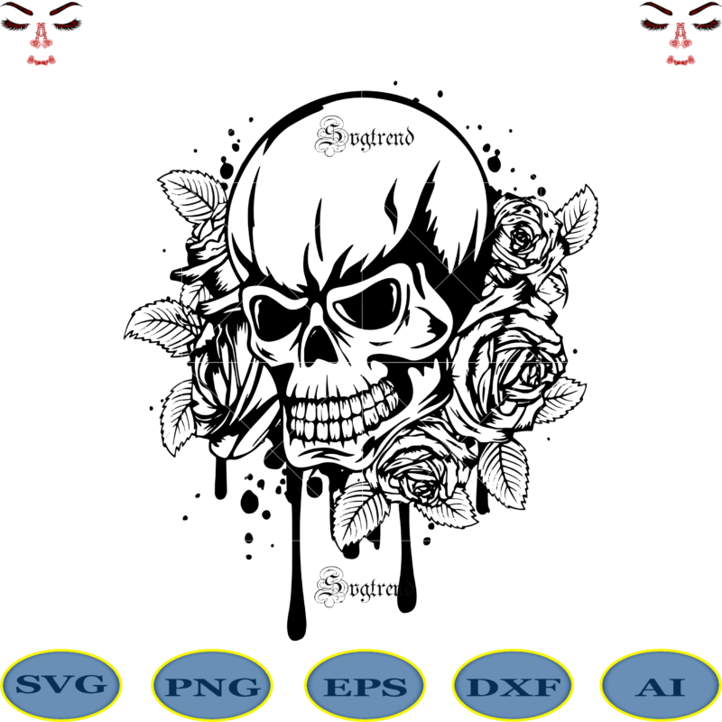 Skull with roses Svg, Halloween, Sugar Skull Svg, Sugar Skull vector, Sugar Skull logo, Skull logo, Skull Png, Skull Svg, Skull vector, Sugar skull art vector, Sugar Skull With Flower