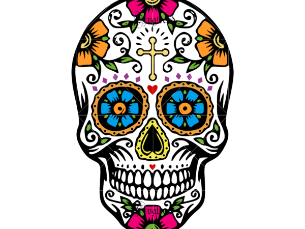 Download Skull With Flower Vector Sugar Skull Svg Skull Svg Skull Vector Sugar Skull Art Vector Skull