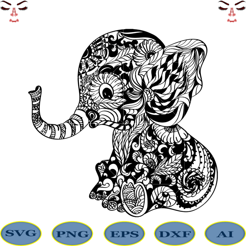 Vintage indian ethnic boho elephant with feathers. • wall stickers |  myloview.com
