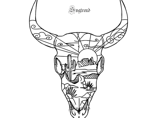 Bull Line Art Skull Print Cow Skull Abstract Western Wall - Etsy