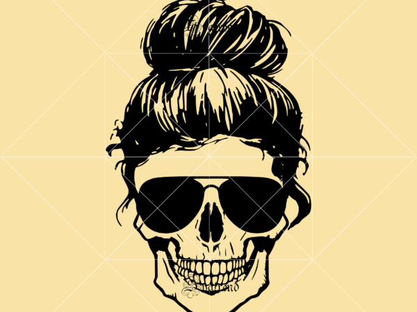 Halloween, all black messy bun skull one piece vector, sugar skull svg, sugar skull vector, sugar skull logo, skull logo, skull png, skull svg, skull vector, sugar skull art vector,