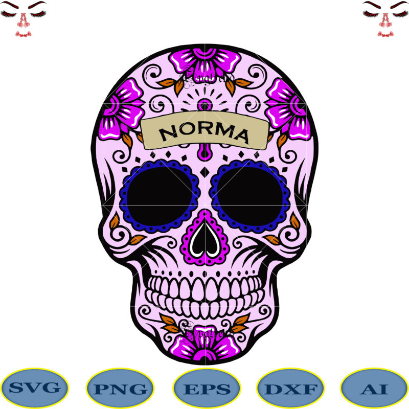 Norma Sugar Skull vector, NORMAL skull vector, Skull with flower vector, Sugar Skull Svg, Skull Svg, Skull vector, Sugar skull art vector, Skull with flower Svg, Skull Tattoos Svg, Halloween,