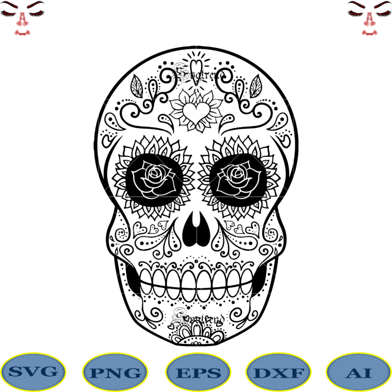 Halloween, Sugar Skull Svg, Sugar Skull vector, Sugar Skull logo, Skull logo, Skull Png, Skull Svg, Skull vector, Sugar skull art vector, Sugar Skull With Flower logo, Sugar skull with