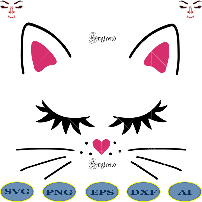 Cat vector, Cat Svg, Cat face Svg, Kitten face vector, Kitten vector