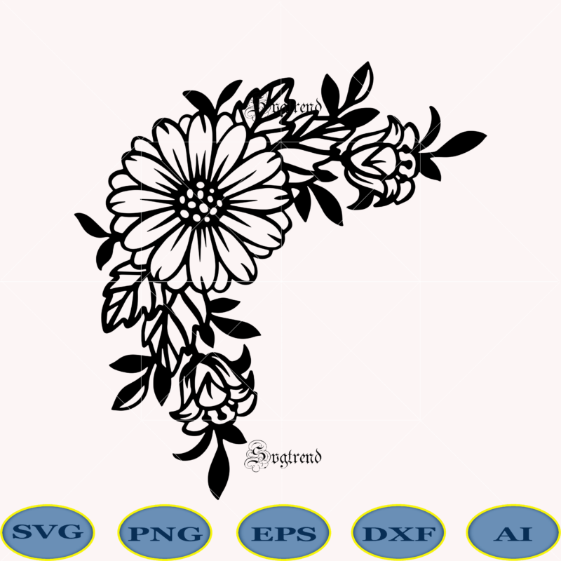 Scrapbooking Flower Svg Floral Svg Bundle Floral Border Png Digital