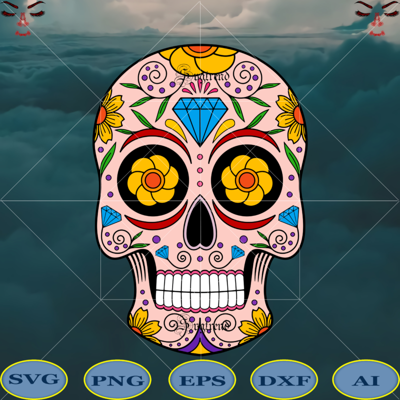 Halloween, Sugar Skull Svg, Sugar Skull vector, Sugar Skull logo, Skull logo, Skull Png, Skull Svg, Skull vector, Sugar skull art vector, Sugar Skull With Flower logo, Sugar skull with