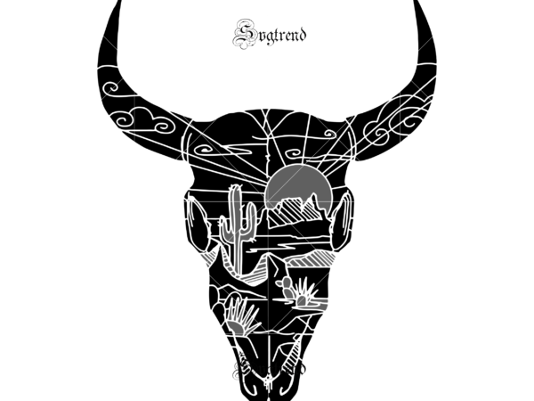Download Cow Head Tattoo Pattern Vector Desert Scene Steer Skull Svg Skull Cow Face Svg Desert Scene