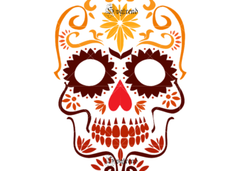 Halloween, Sugar Skull Svg, Sugar Skull vector, Sugar Skull logo, Skull logo, Skull Png, Skull Svg, Skull vector, Sugar skull art vector, Sugar Skull With Flower logo, Sugar skull with