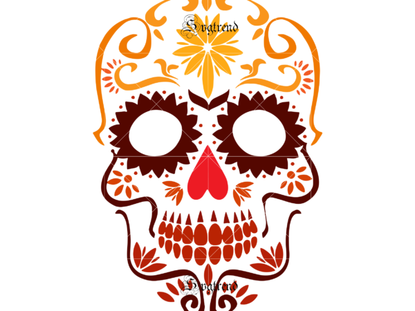 Halloween, sugar skull svg, sugar skull vector, sugar skull logo, skull logo, skull png, skull svg, skull vector, sugar skull art vector, sugar skull with flower logo, sugar skull with