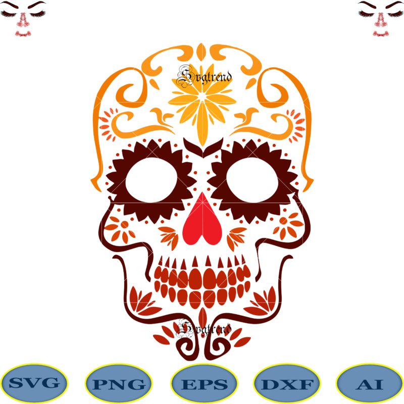 Halloween, Sugar Skull Svg, Sugar Skull vector, Sugar Skull logo, Skull logo, Skull Png, Skull Svg, Skull vector, Sugar skull art vector, Sugar Skull With Flower logo, Sugar skull with