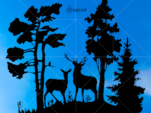 Deer svg, deer vector, deer logo, animals svg file, double deer in the forest svg vector graphics, deers svg design, animals vector file